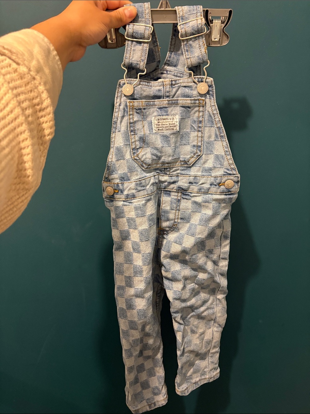 Levi’s Checkerboard Light Wash Denim Overalls - Kids